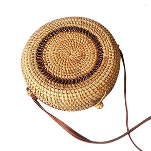 Stumi a tracolla Arrivo Stile moda Circolo intrecciato a mano Bali Round Retro Rattan Straw Beach Bag Crossbody