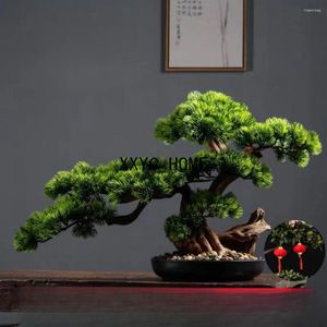 Flores decorativas Simulação Bem -vindo a pinheiros ornamentos de bonsai da sala de estar de plantio verde árvore paisagem árvore de quatro estações paisagismo de desktop