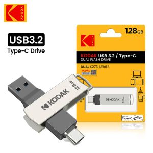 Drives Kodak USB 3.2 Type C OTG Dual Flash Drive K273 128GB USB3.2 Mini Pendrive Metal Udisk for smart phone PC desktop laptop macbook