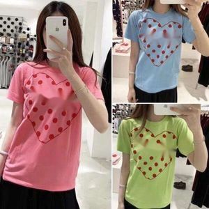 T-shirt Play Women Designer Top Quality Luxury Fashion T-Shirt Trendy Brand Short Sleeved Womens Candy Colored Loose Pure Cotton Red Heart Couple T-shirt Men