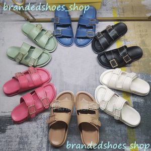 Designer Sandaler Jacquard Dual Buckle Slide Sandals känner Slides Floral Brocade Slides Flats Luxurys Läder Gummi Flip Flops Bottoms Beach Shoes Loafers Storlek 35-45