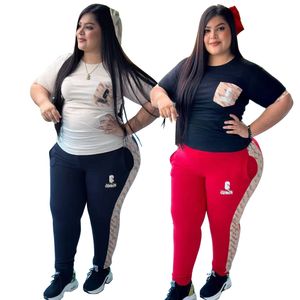 Calças de duas peças de tamanho feminino Conjunto de camisetas femininas e calças de moletom estabelecer roupas casuais frete grátis 1xl-5xl