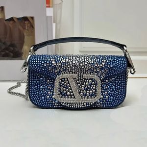 Tote Çanta Tasarımcısı Kristal Çantalı Evli Lüks Çanta Tam Elmas Crossbody Çanta Kadın Moda Gümüş Gece Zinciri Omuz Çantası Söğüt Yüksek Kaliteli Deri Çanta