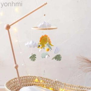 O00E Mobiles# Baby Feel Dinosaur Bell Bell Hanging Zabawa 0-12 miesiąc Nowonarodzony drewniany mobilny muzyka grzechotka Łóżka Uchwyt Wspornik Niemowlę D240426