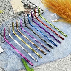 10pcs wiederverwendbares Trinkstroh -Strohhalm 304 Edelstahl Set mit Pinselstangencocktail für Gläser Getränkewaren 240418