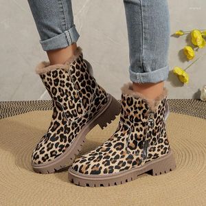 Boots 2024 Ladies Shoes Zip Fashion Fashion Fashion Leopard Print Daily Женщины круглая платформа