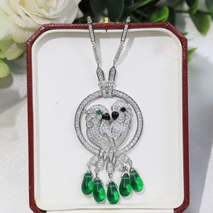 Projektant Parrot Emerald Naszyjnik Designer Gold Plaked 18 -KLAK Diamentowy naszyjnik kubański luksusowy luksusowy moda dla kobiet z pudełkiem 013