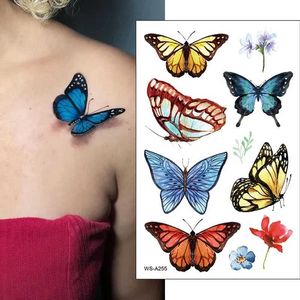 Tattoo Transfer 1PCS 3D Butterfly Temporary Tattoo Sticker for Women Girls Body Art Flash Tattoo Stickers Waterproof Kids Cartoon Tatoo Sticker 240427