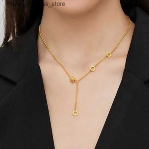 Pendant Necklaces Gold Au750 Necklace Womens Niche Design 24K Kravik Chain Small Waist 999 Pendant Trend Simple Gift Womens Necklace Q240426