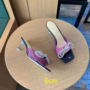 Women's Shoes Trend Fashion Sandals Ladies Rhinestone Bow Dress High Heel Slippers Sexy Wedding Party 6cm 9.5cm Toe Ankle Strap Fashion Party Shoes
