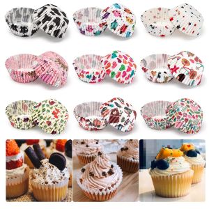 Formy 100pcs GreaseProof Cake Paper Cups Animal Flower Muffin