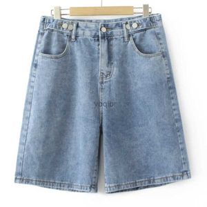 Kvinnors shorts plus size shorts kvinnor 2023 sommar mode dubbelknapp hög midja bred ben jeans lös botten extra stor kurva kläd2404