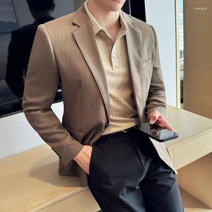 Sumpe maschili giacche estive blazer giacca da lussuoso abito di lusso coreano giacca per abiti da lino per uomini di alta qualità un bottone slim cotti casuali