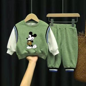 Mattresses Spring and Autumn 2023 New Children's Set Boys' Girls' Girls' Mouse Fashion Outwear Two Piece Set