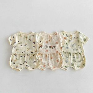 Pajamas 2024 Summer Baby Pyjama Suit Linen Girls Sleep Wear Breathable Boys Pajama Set H240429