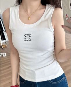 Bayan Tanklar Camis Anagram-Embroided Pamuk Karıştırıcı Tank Top Şort Tasarımı Tişörtler Takım Örgü Femme Kırpılmış Jersey Bayanlar