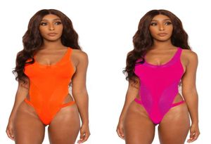 Neon One Piece Badeanzug Solid Mesh Swimear Verband Monokini Sexy Badeanzug hoch geschnitten Biquini Brasilianer Frauen Badeanzug 20202877684