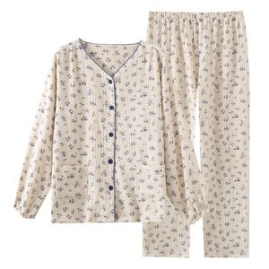 Женские пижамы весна и осенние модели деревенский стиль с длинным рукавами тонкая секция простая домашняя одежда