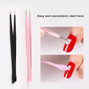 Ferramentas Silicone Nail Art Tweezers com a cabeça de cabeça dupla adesiva de unhas de ponta de unhas Rethes coletam as ferramentas de extensão de maquiagem de clipes de clipes