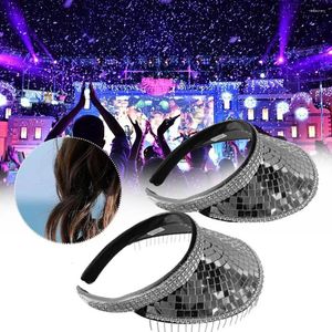 Wide Brim Hats Mirror Disco Sequin Hat Glitter Sequins Visors Summer Bar Club Cap Decoration Party Sun Stage D1M5