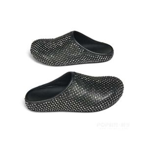 2024 Lady Sheepskin Leather Sexy Sexy Heels Handals Sandals Ballet Round Toe Hollow Out Slipper Summer Europe and America The Catwalk Slip-on Net Siz 36-45