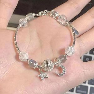 Bangle 1pc moda opal Moonstone Crystal Star Moon Bransoletka Prosta słodka kobiety damowe dan urodzinowy prezent biżuterii