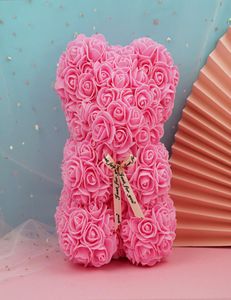 25 cm 17 färger Creative Teddy Bear Flowers PE Rose Flower Party Wedding Decoration Romantic Valentines Day Gifts Red Pink1474483