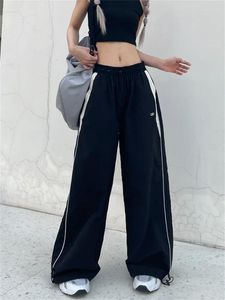 Spodnie damskie DeepTown Y2K Streetwear Egirl Joggers dreski kobiety Vintage Vintage szerokości 90. czarne ścieżki kobiety duże spodnie joggingowe spodnie