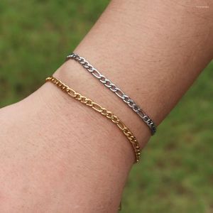 Charm Bracelets Fashion Jewelry Bracelet Stainless Steel Hip Hop Figaro Chain Bangles For Women Men Virgin Girls Gift