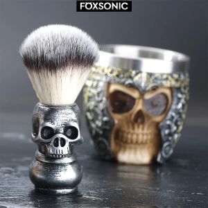 Fırça FoxSonic Berber Salon Sakal Tıraş Seti Kafatası Kafa Tıraş Fırçası Seti Saç Tıraş Fırçası Kiti Erkekler İçin Cadılar Bayramı Hediyesi