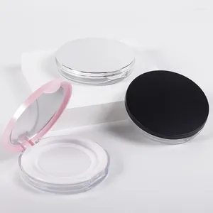 Garrafas de armazenamento Caixa de pó de plástico portátil ultrafina portátil Pote de mão vazio com espelho de peneira e transa
