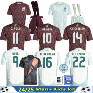 México Jerseys de futebol 2024 2025 Copa América Raul Chicharito 2024 Lozano dos Santos 24 25 H.LOZANO Men Kit Kit Home Camisas de futebol uniformes Versão do jogador de fãs