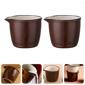 Zestawy naczyń obiadowych 2PCS Ceramiczny śmietanka Małe kawy dzbany dzbany kuchenne Sos Kup z wylewką 40 ml brąz