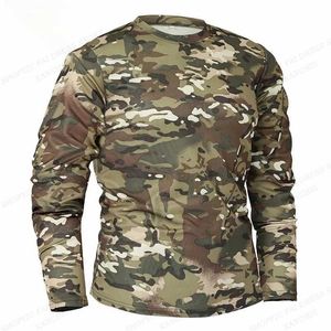 Taktik Tişörtler Uzun Kollu Kamuflaj T-Shirt Erkek Moda T-Shirt Askeri T-Shirt Erkek Giyim Kamuflaj Üstü Açık Camisetas Mens 240426