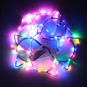 Headbands New Stylish Led Cat Ears Headband For Women Girls Furry Devil Head Hoop Fine Hair Ornaments Accessories