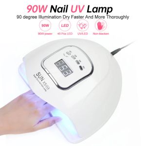 Kits SUNX5 UV LED Lamp 90W Drying Nails Lamp For Manicure Gel Nail Polish Dryer High Power Nail Lamp Touch Screen Smart Sensor Lamp