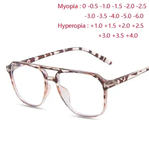 Occhiali da sole da 0 -0,5 -0,75 a -6,0 telaio leopardo poligono di occhiali per miopi per donne raggi blu potenza di iperopia 0,5 0,75 4