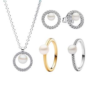 925 Sterling Silber Charm S925 Silberarmband Ring Sparkling Pearl Elegance Frauen Personalisierte Kragenkette DIY Accessoires Grundkette Halskette