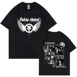 Męskie T-shirty Rock Band Tokio Hotel Kaulitz Print T-shirt Cotton T-Shirt Trend T-Shirt z krótkim rękawem T-shirt Mens Hip Hop Street J240426