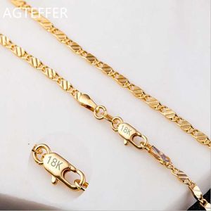 Цепочки Agteffer 925 Серебро 16 18 20 22 24 26 28 30 дюймов 2 мм золотой шарм ожерелье для женщин для женщин.