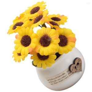 Decorative Flowers Sunflower Ornament Living Room Decoration Artificial With Pot Decorations Home Silk Table Centerpiece