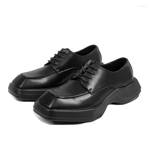 Casual Shoes Mens Derby Japan Korean Streetwear Fashion Vintage Platform Elevator Leather Male Thick Sole Designer