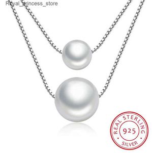 Pendant Necklaces 925 sterling silver necklace with double layered chain a true pearl necklace and pendant suitable for women Kolye S-n156 Q240426