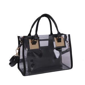 PVC الكتف Crossbody Bag Women Handbag Fashion Jelly Clear Beach Shopping حقيبة شفافة أعلى المقبض 240418