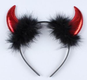 Julhår Hoop Plush Ox Horn Devil pannband Halloween Cosplay Party Props Head Wear Dance Ball Concert Fans Favors3319034