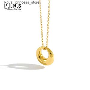Pendant Necklaces F. I.N.S S925 sterling silver fashionable geometric small round neck necklace suitable for womens minimalist exquisite jewelry Q240426