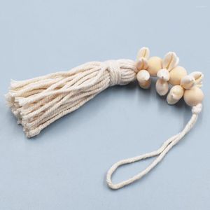 Decorative Figurines Seashell Wood Bead Garland Cowrie Shell Tassel Coastal Wall Hanging Accent Wedding Decorations Nautical