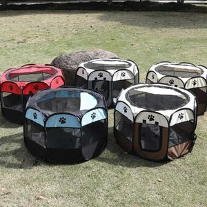 Crates de transportadoras de gatos Casas portátil dobrável tenda de pet tenda house cães octogonal abrigo de cães fácil de usar ao ar livre fácil de operar com gaiola de cachorro grande cerca de gato 240426