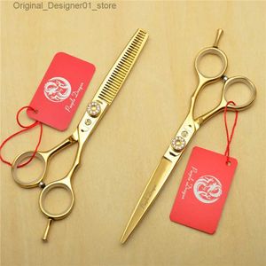 Hair Scissors Professional Barber Purple Dragon Japan 440C Golden Barber Direct Transport Z1020 Q240426