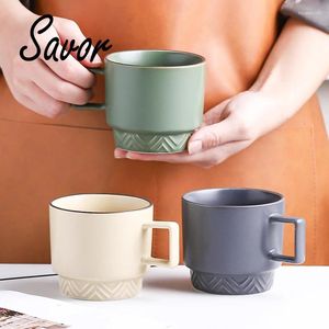 Tassen 300 ml Keramik Kaffee Milch Tasse Frühstücks Becher Retro Japanische Art und Weise weibliches Büro mit nordischer Ins Löffel Tischgeschirrset